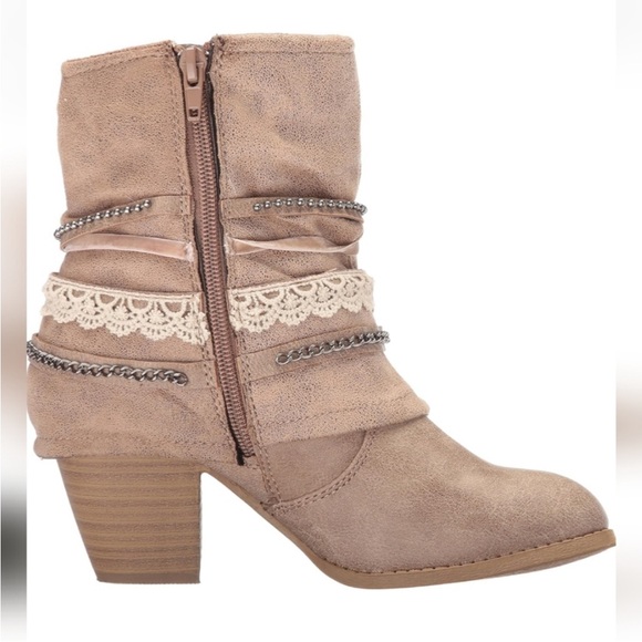 Jellypop Fedora Tan & Lace with Chains Women’s 8.5 Ankle Boots! - Picture 4 of 8